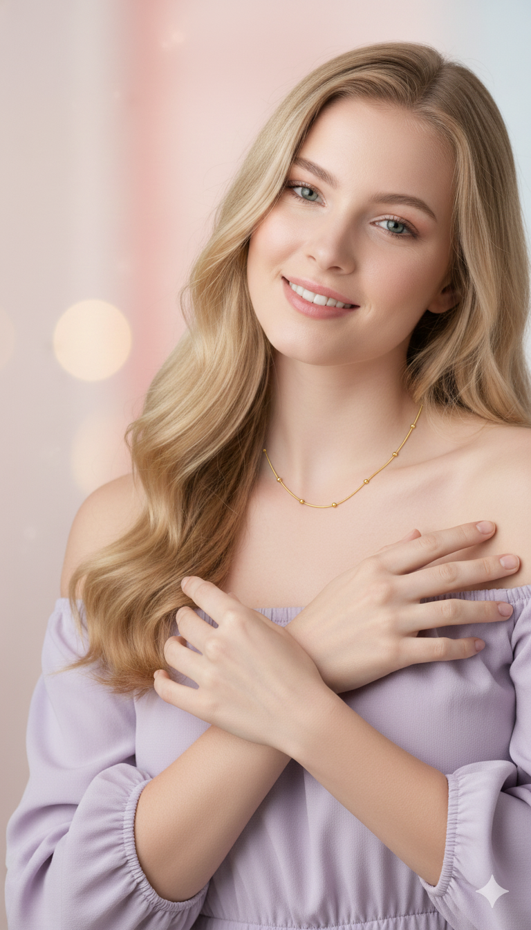 Minimal Gold Beaded Necklace