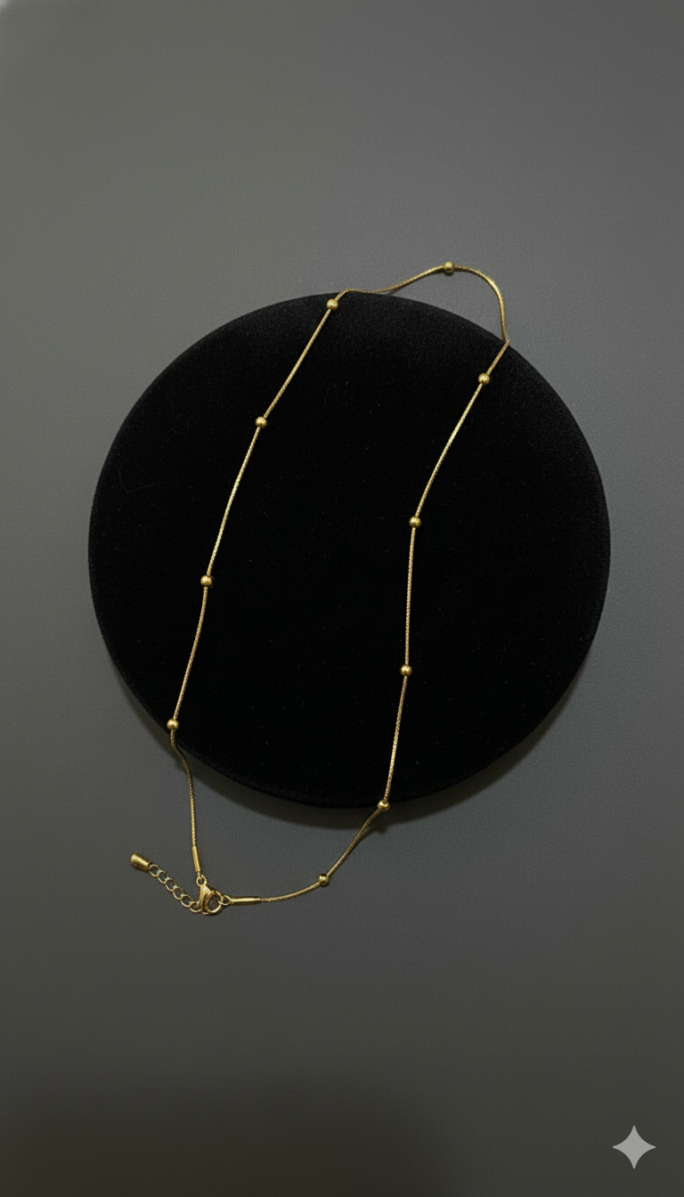 Minimal Gold Beaded Necklace