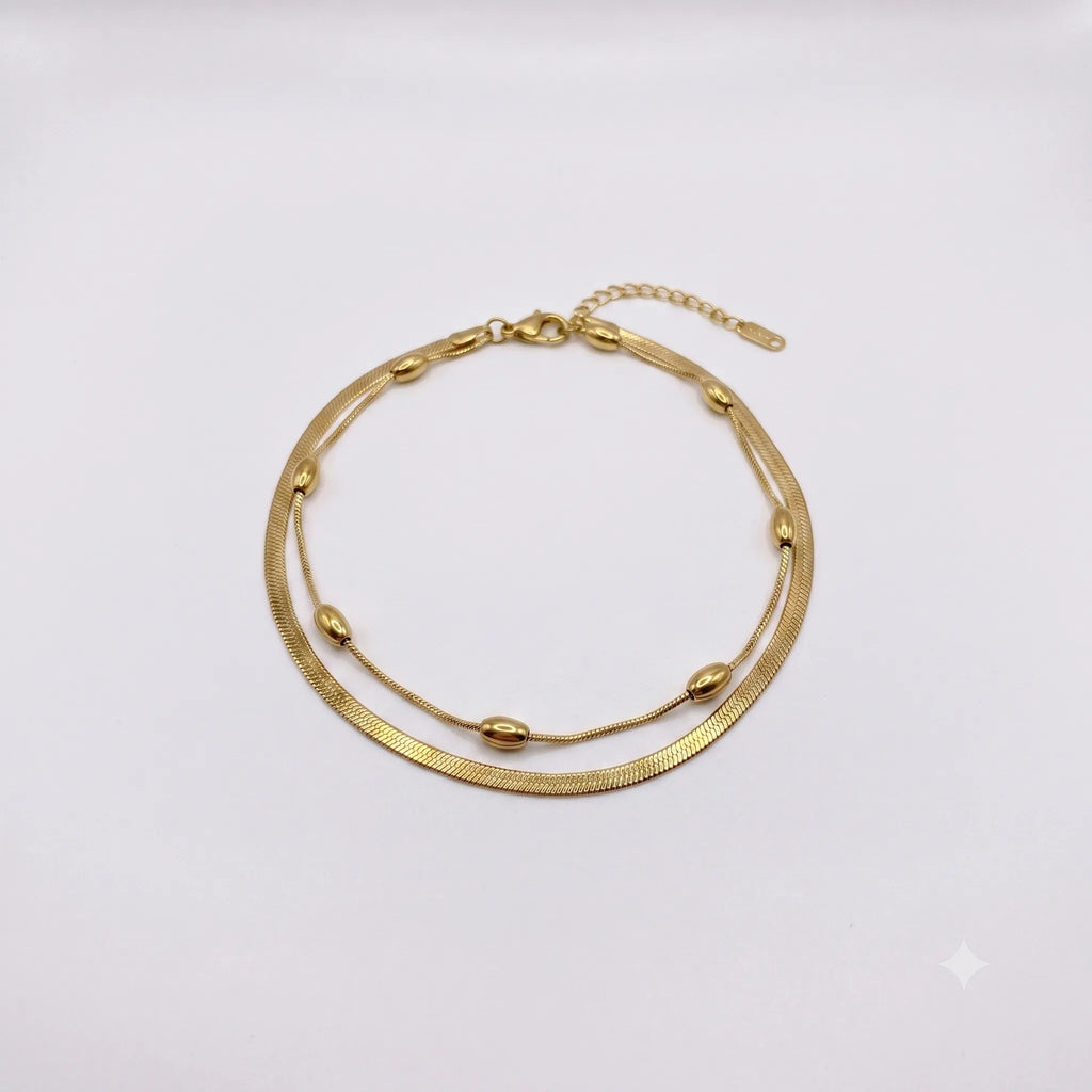 Minimal Gold Double Chain Anklet | Layered Gold Anklet for Women
