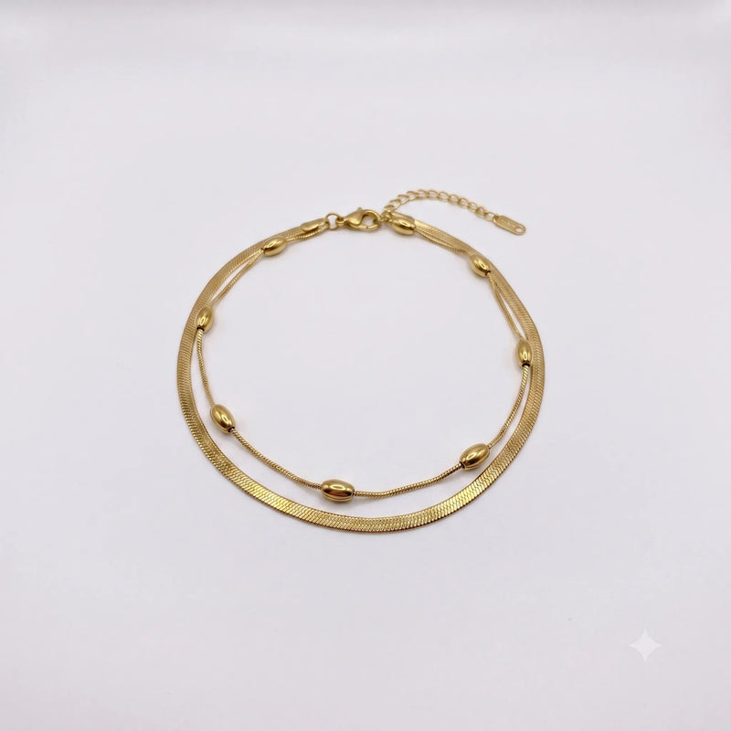 Minimal Gold Double Chain Anklet | Layered Gold Anklet for Women