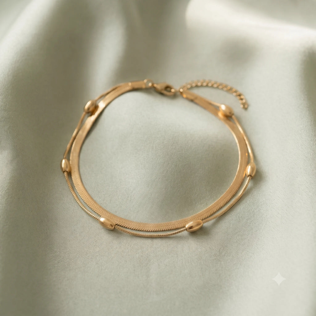 Minimal Gold Double Chain Anklet | Layered Gold Anklet for Women