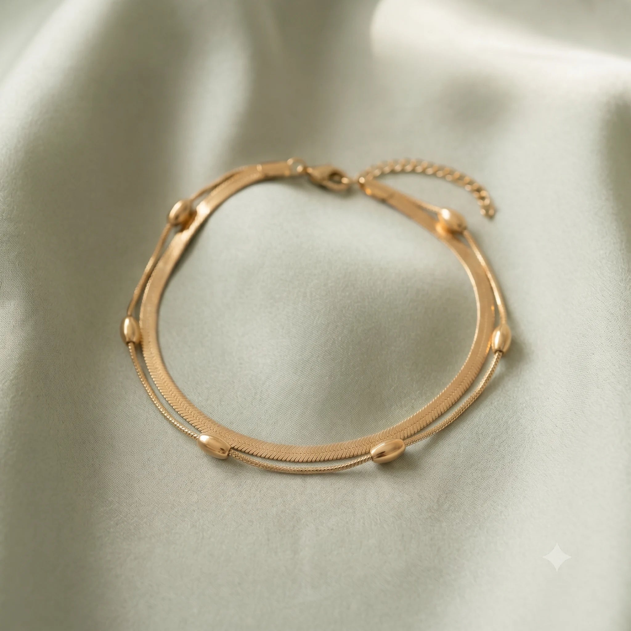 Minimal Gold Double Chain Anklet | Layered Gold Anklet for Women