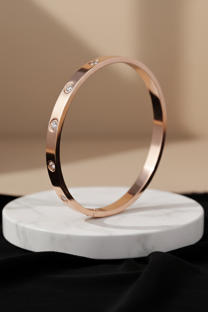 Minimalist Crystal Bangle Bracelet - ORYX TREND BraceletsSlim, polished rose gold-toned bangle bracelet (cuff) featuring evenly spaced set crystals/rhinestonesDefault Title#