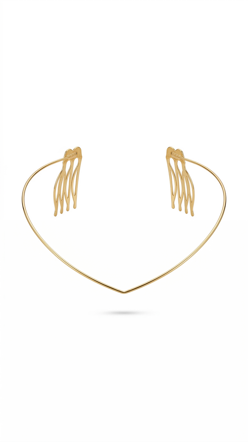 Minimalist Gold V-Shaped Hair Halo Headpiece