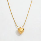 Minimalist Puffy Heart Necklace - ORYX TREND NecklaceDesign: Chic, polished gold puffy heart pendant on a sleek snake chain.Default Title#