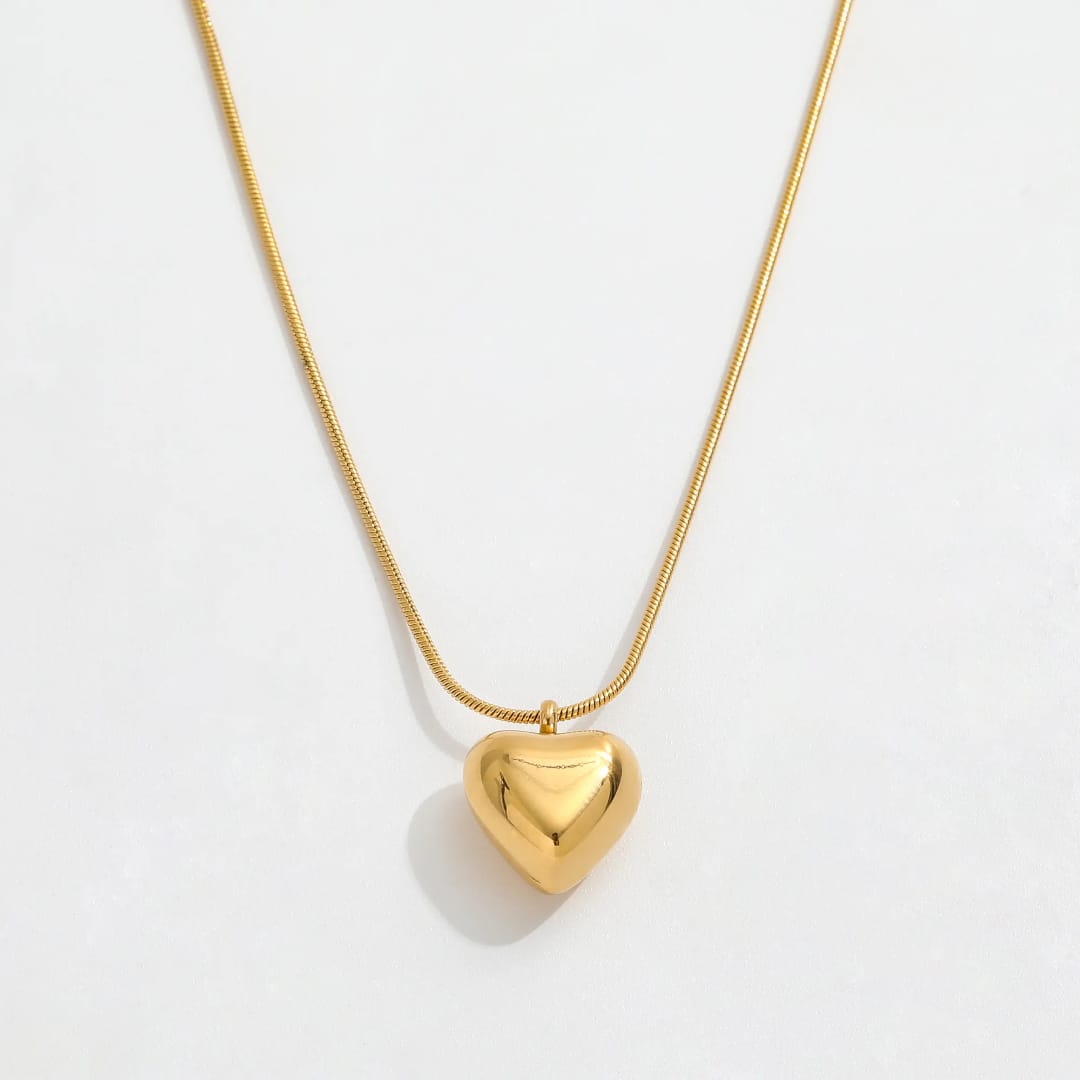Minimalist Puffy Heart Necklace - ORYX TREND NecklaceDesign: Chic, polished gold puffy heart pendant on a sleek snake chain.Default Title#