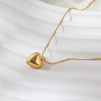 Minimalist Puffy Heart Necklace - ORYX TREND NecklaceDesign: Chic, polished gold puffy heart pendant on a sleek snake chain.Default Title#