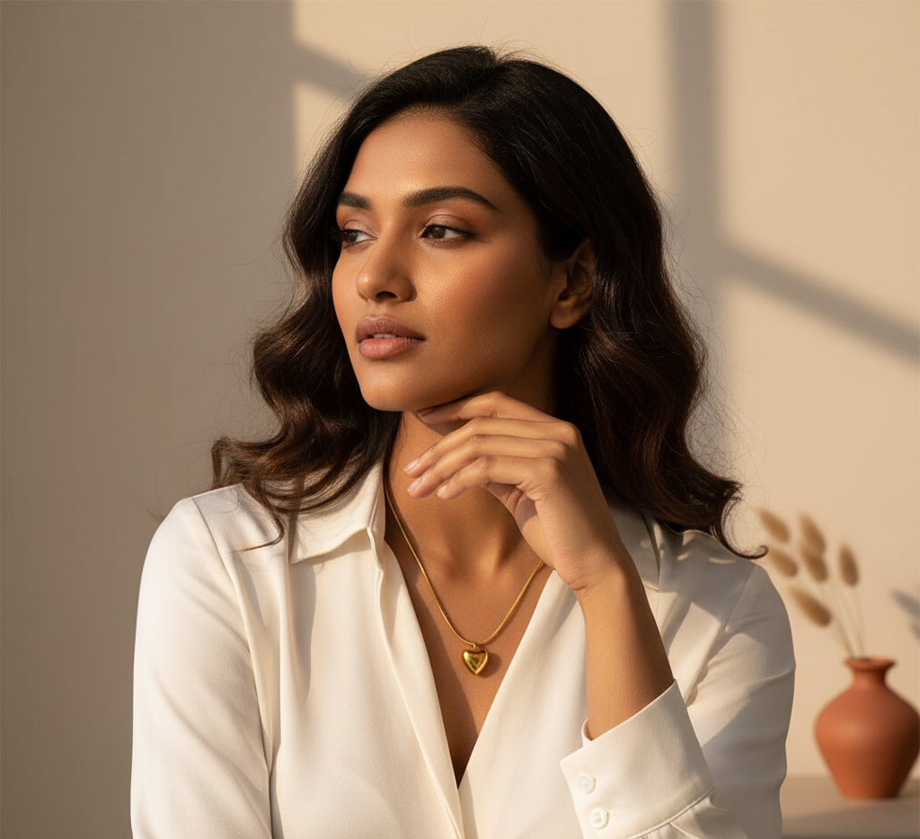 Minimalist Puffy Heart Necklace - ORYX TREND NecklaceDesign: Chic, polished gold puffy heart pendant on a sleek snake chain.Default Title#