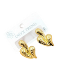Modern Gold-Tone Hammered Heart Stainless Steel Stud Earrings - ORYX TREND EaringA unique twist on a classic motif, these stud earrings feature a puffy heart shape with a contemporary hammered or "molten" surface texture. Crafted from durable, non-tarnishing stainless steel and finished in a rich gold tone, they offer a chunky, statement look that is still subtle enough for daily wear. The textured finish beautifully catches the light, adding dimension and flair.Default Title#