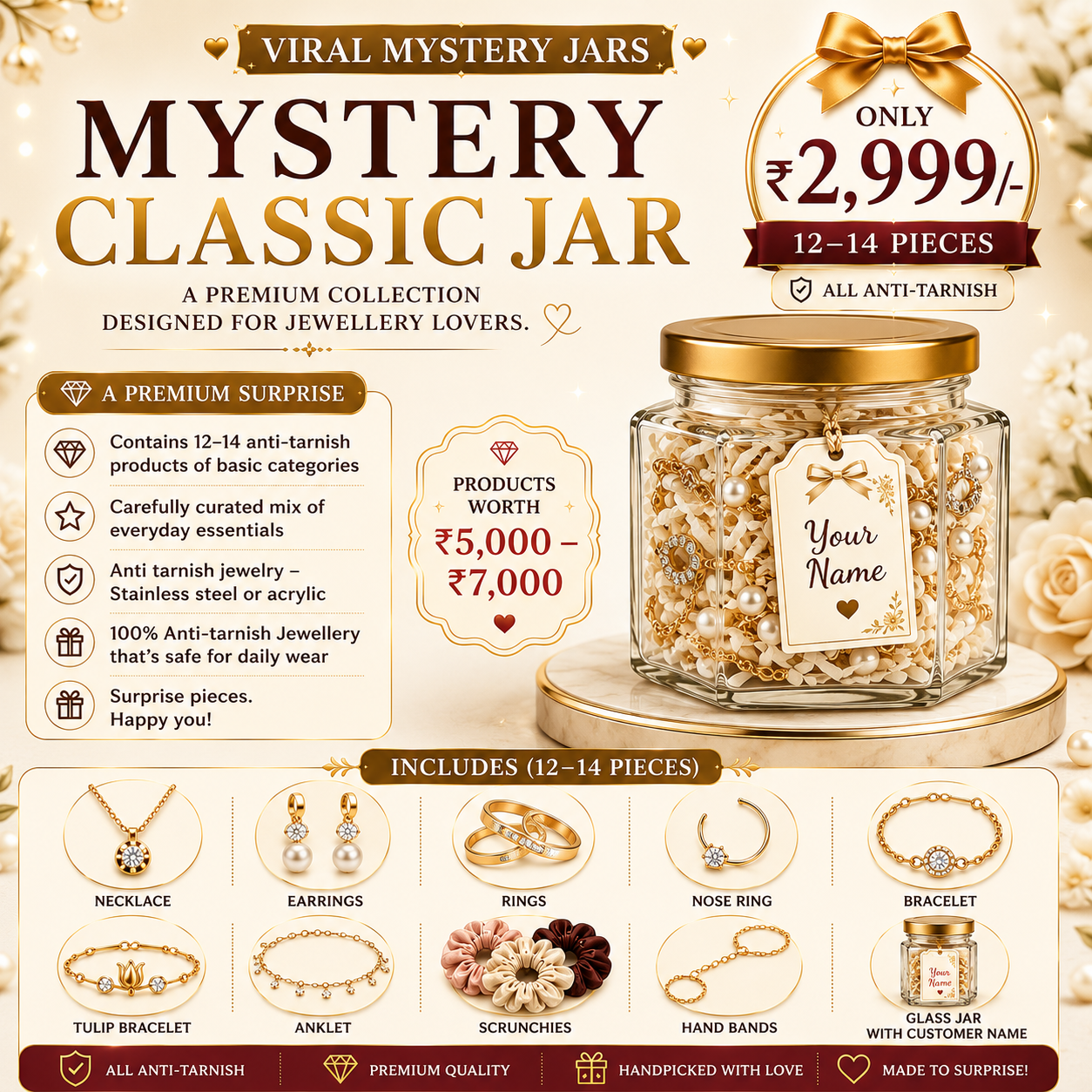 Mystery Jar – Premium Surprise Jewellery Gift Box  | Perfect Gift for Women & Girls - ORYX TREND Mini Jar#