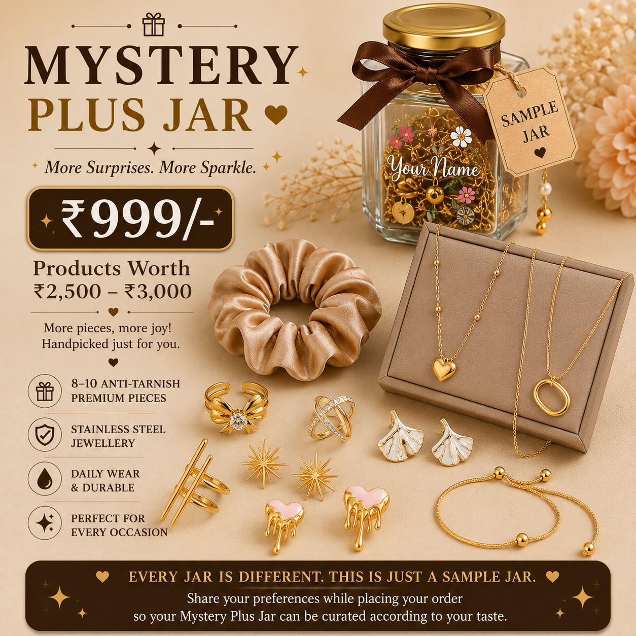 Mystery Jar – Premium Surprise Jewellery Gift Box  | Perfect Gift for Women & Girls - ORYX TREND Plus Jar#
