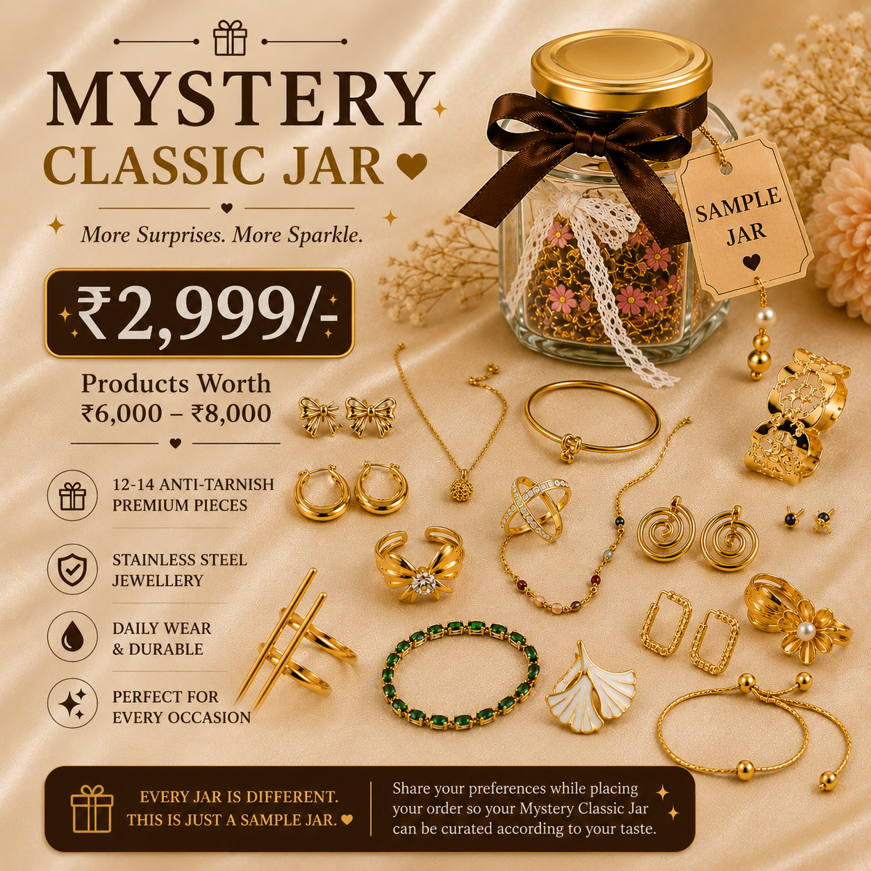 Mystery Jar – Premium Surprise Jewellery Gift Box  | Perfect Gift for Women & Girls - ORYX TREND Classic Jar#