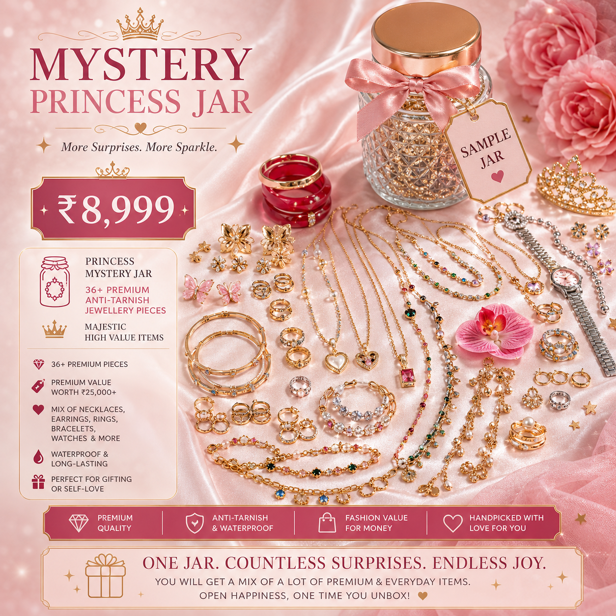 Mystery Jar – Premium Surprise Jewellery Gift Box  | Perfect Gift for Women & Girls - ORYX TREND Princess Jar#