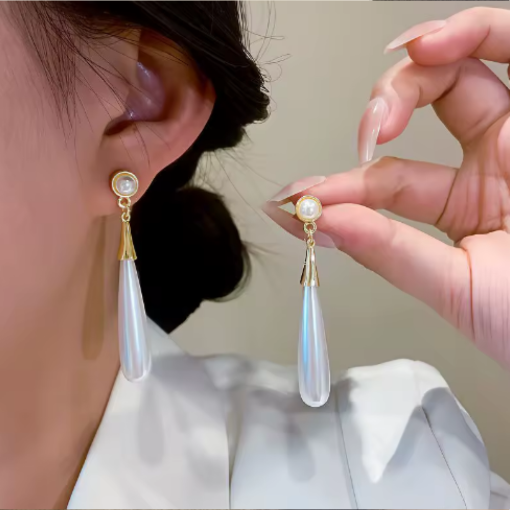 Elegant Tear Drop Pearl DaPearl Teardrop Dangle Earrings | Long Pearl Drop Earrings for Women