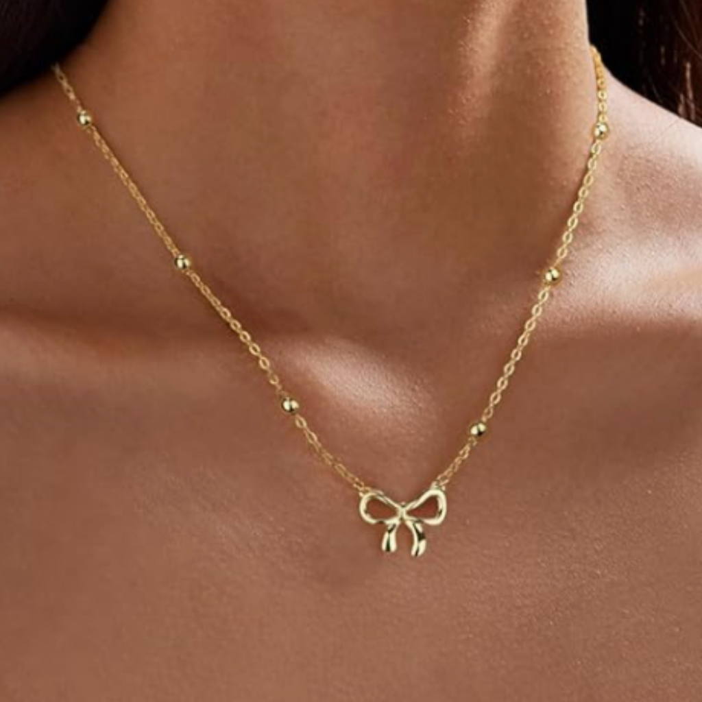 Anti Tarnish Infinity Bow Necklace | Gold Bow Pendant Necklace for Women | Gift Jewellery
