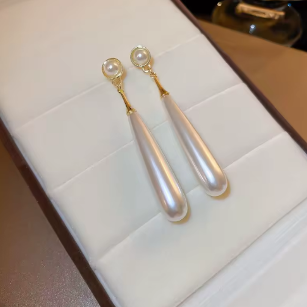 Elegant Tear Drop Pearl DaPearl Teardrop Dangle Earrings | Long Pearl Drop Earrings for Women