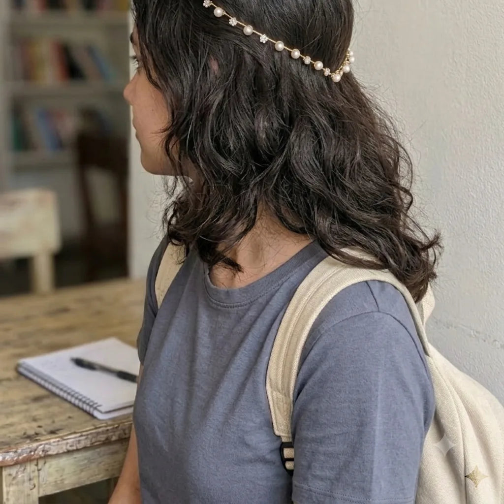 Pearl Hair Chain for Women | Bridal Pearl Headband | Wedding Hair Accessories