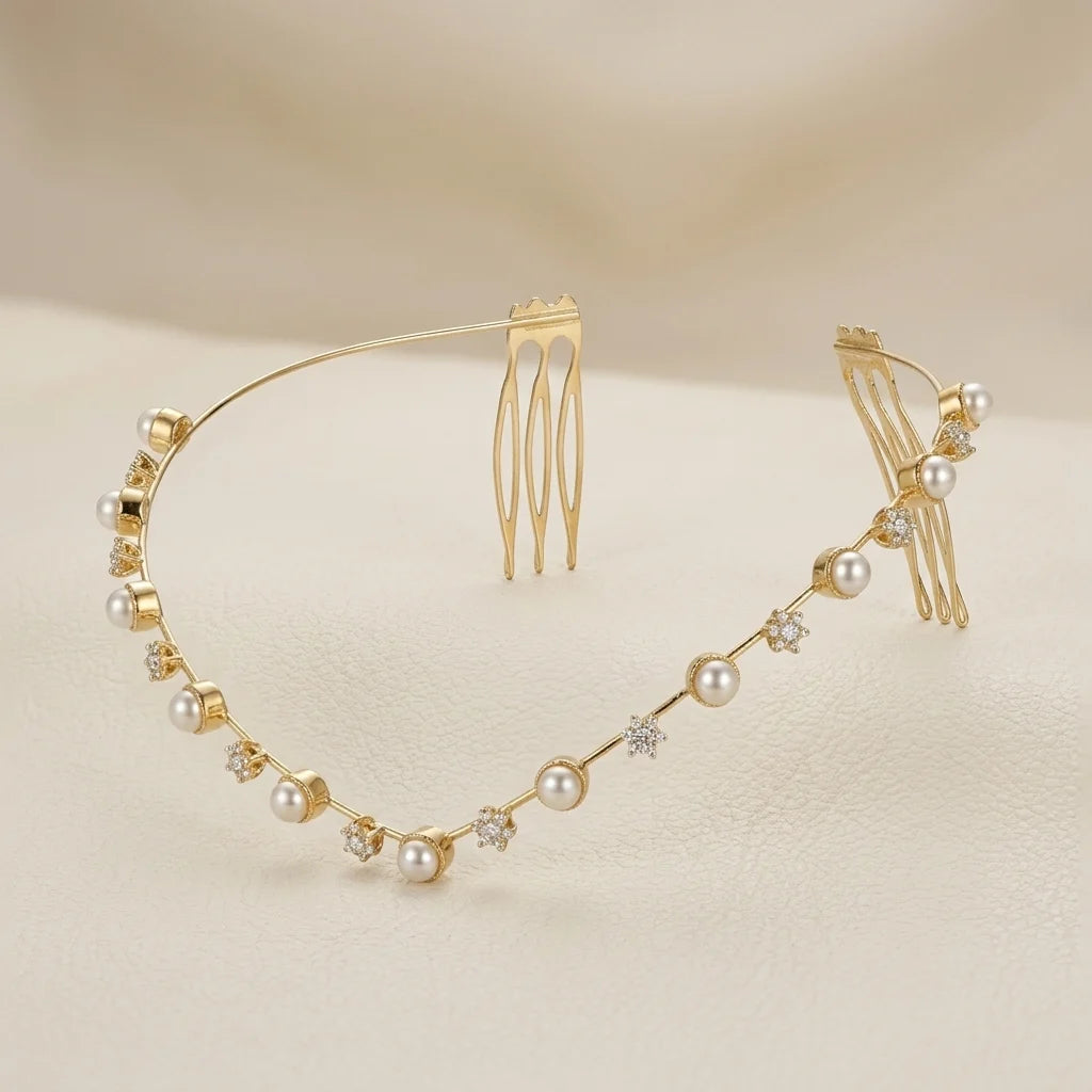 Pearl Hair Chain for Women | Bridal Pearl Headband | Wedding Hair Accessories
