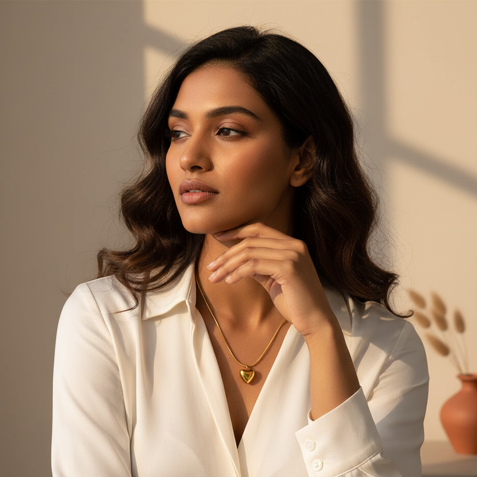 Minimalist Puffy Heart Necklace - ORYX TREND NecklaceDesign: Chic, polished gold puffy heart pendant on a sleek snake chain.Default Title#