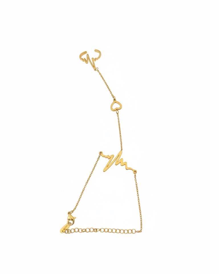 Gold bracelet with star design on a white background