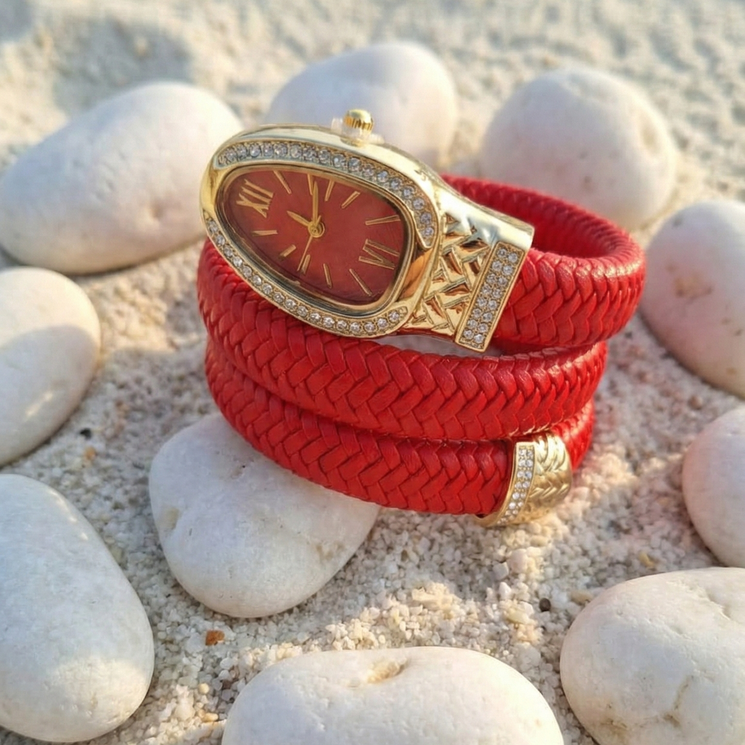Red Serpent Watch | Bold Red Dial Watch for Women | Statement Fashion Watch