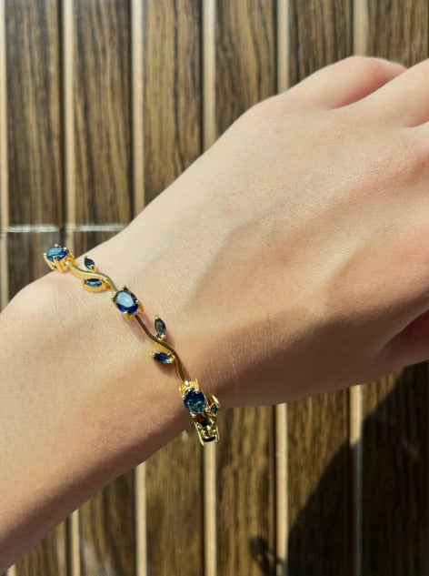 Sapphire Blue Stone Bracelet | Gold Blue CZ Tennis Bracelet for Women