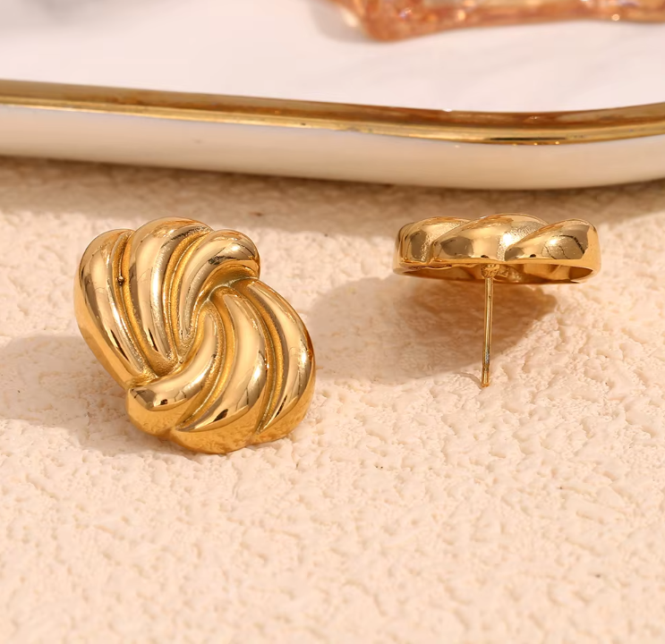 Intertwined Gold layered Stud Earrings