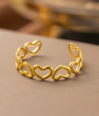 Gold-Plated Stainless Steel Heart Ring
