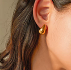 Gold Teardrop Stud Earrings