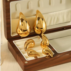 Gold Teardrop Stud Earrings