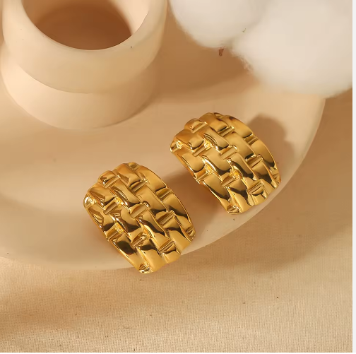 Chunky Woven Basket Stud Earrings