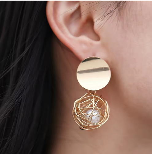 Bird Nest Pearl Drop Earrings