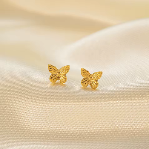 Tiny Gold Butterfly Stud Earrings