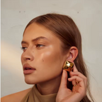 Geometric Sculptural Gold-Plated Square Stud Earrings