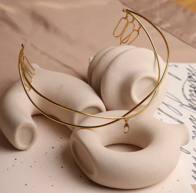 Double Strand Gold Hair Chain with Teardrop Hair Halos.