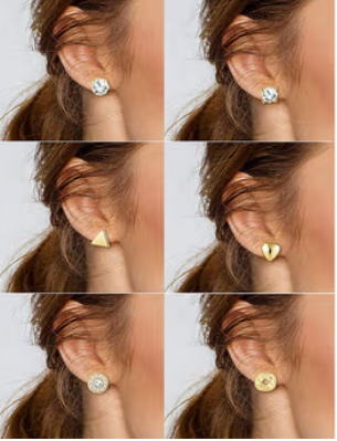 9-Pair Gold Toned Stud Earring Set