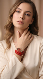 Serpent Wrap Watch - Red Braided Band & Crystal Head