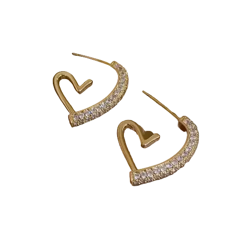 Small Gold-Tone Crystal-Accented Heart Earrings - ORYX TREND EaringThese stylish heart-shaped earrings are crafted in a bright gold tone and feature a partial row of shimmering clear stones along the top edge. The open-frame design keeps them lightweight and easy to wear. They are an ideal choice for adding a little sparkle and warmth to your look.Default Title#