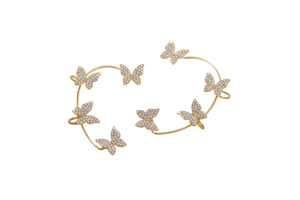 Sparkling Butterfly Ear Cuffs Set - ORYX TREND EaringDesign: Dazzling set of crystal-encrusted butterfly ear cuffs that wrap around the ear.Default Title#