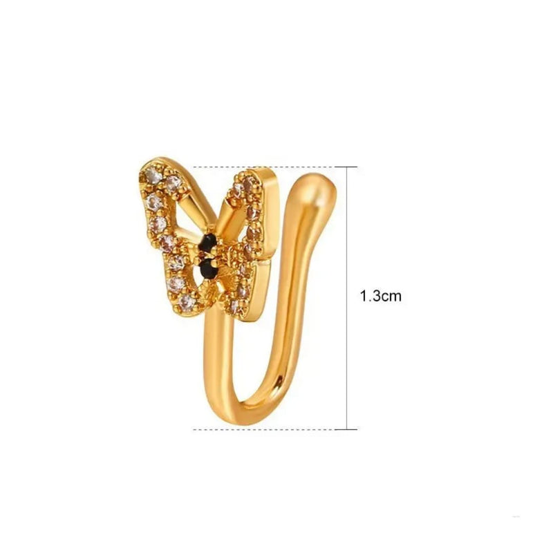 Sparkling Butterfly Nose Cuff - ORYX TREND RingDesign: Small, rose gold-toned butterfly clip/cuff adorned with clear and dark pavé crystals.Default Title#