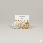 Statement Gold Hoop and Faux Pearl Earring Set (6 Pairs)