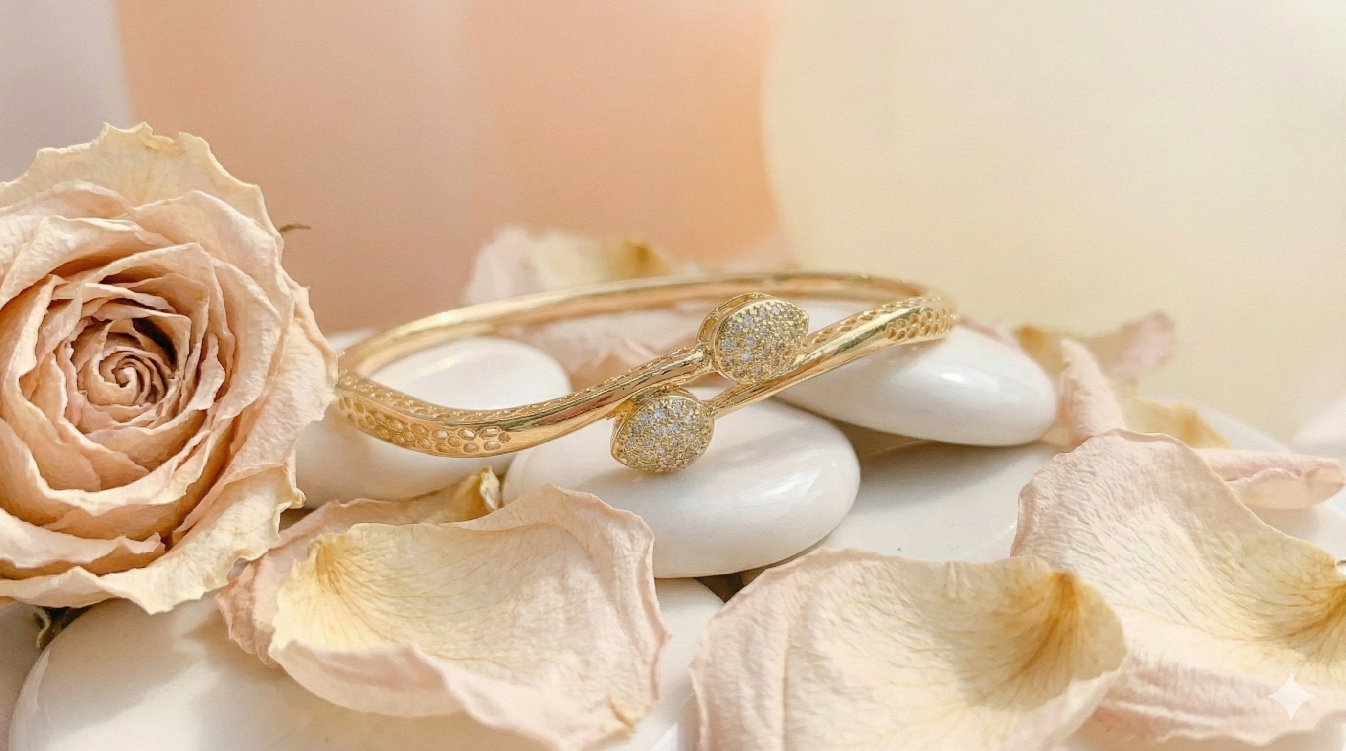 Teardrop Bypass Bracelet | Gold Pave Crystal Bangle for Women