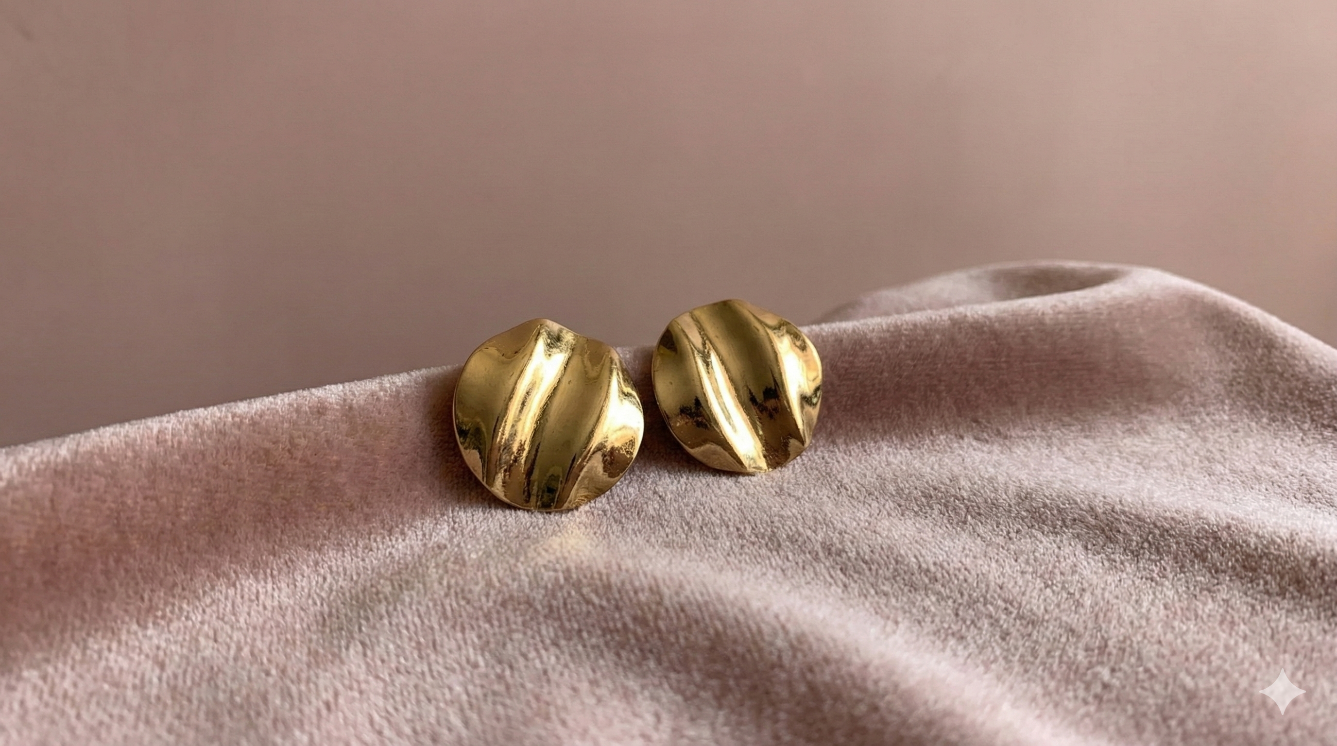 Textured Gold Disc Stud Earrings for Women