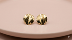 Textured Gold Disc Stud Earrings for Women
