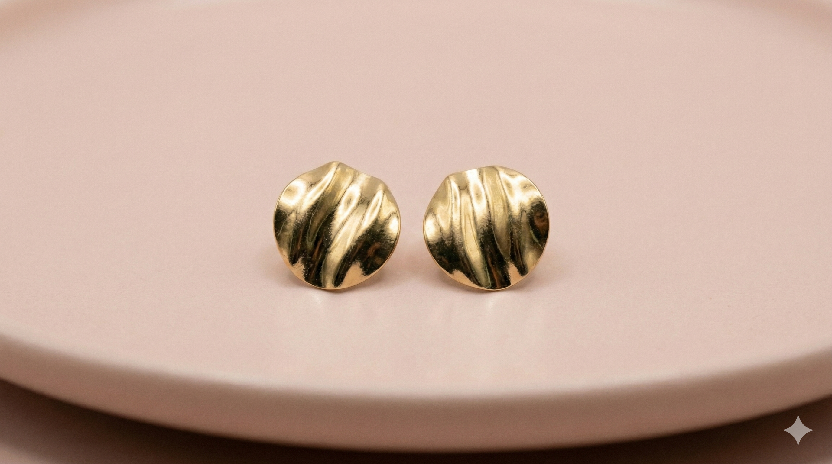 Textured Gold Disc Stud Earrings for Women