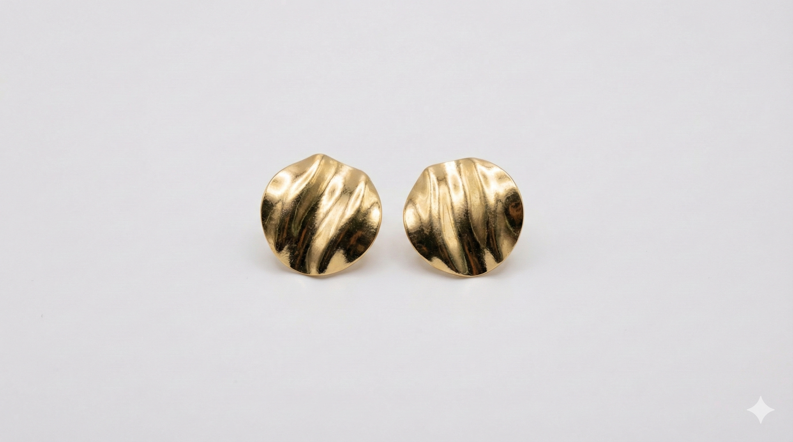 Textured Gold Disc Stud Earrings for Women