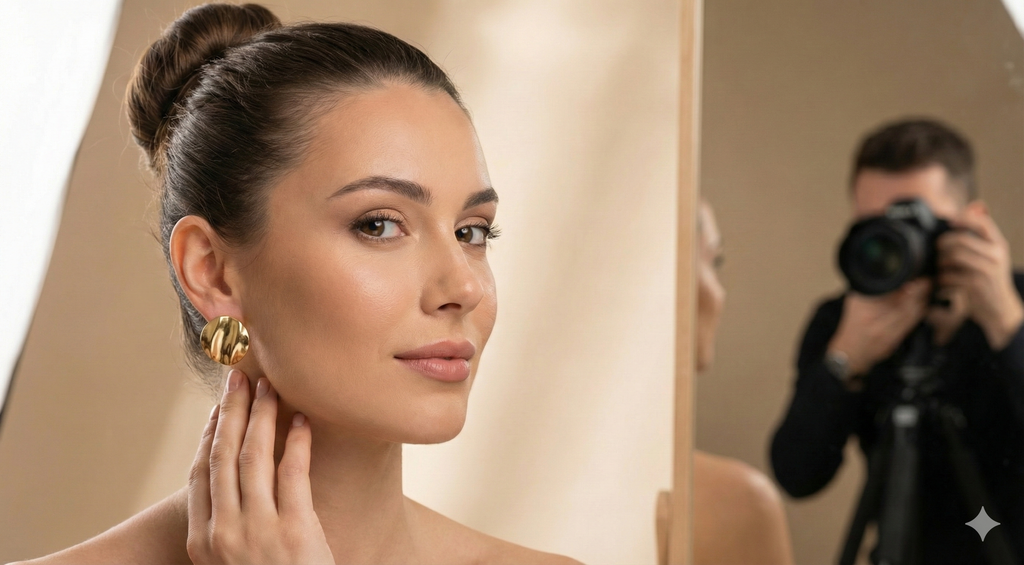 Textured Gold Disc Stud Earrings for Women