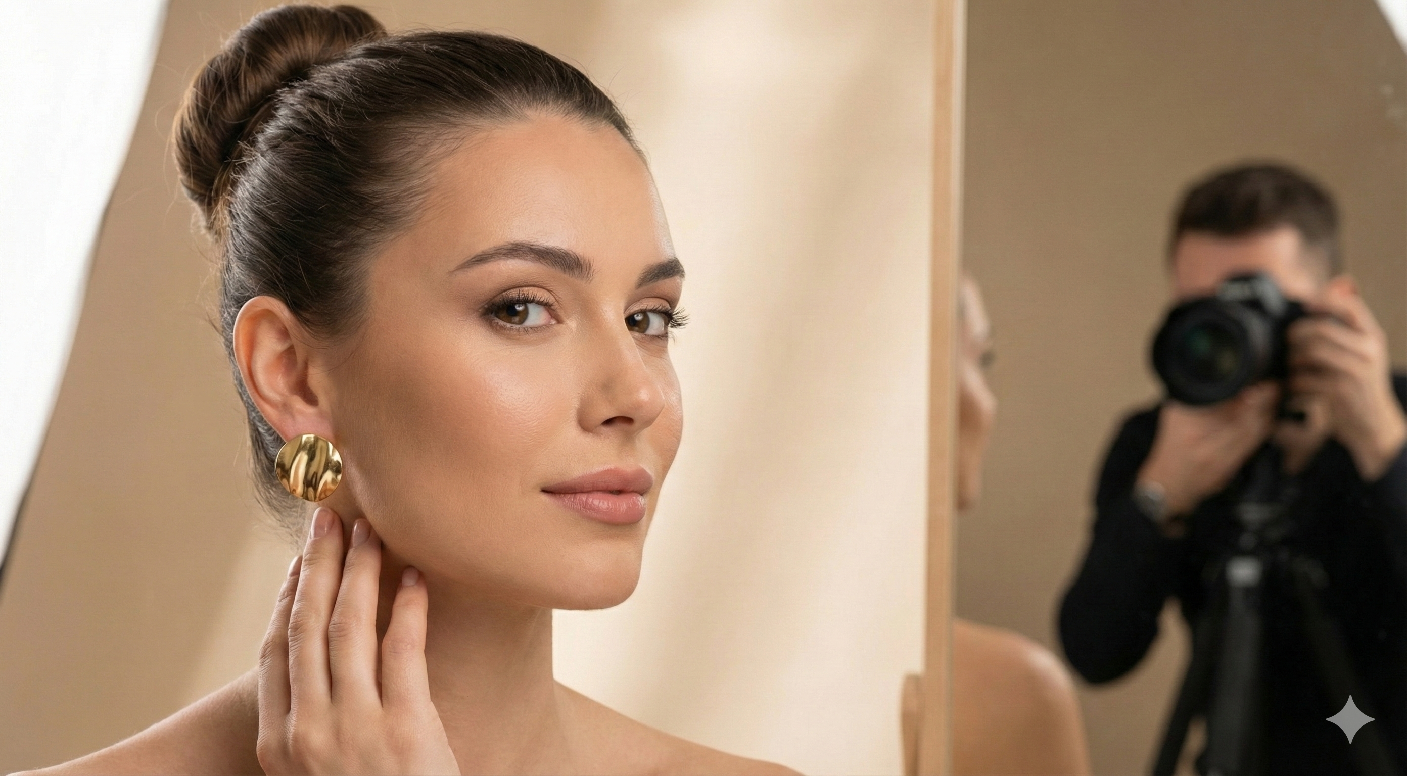 Textured Gold Disc Stud Earrings for Women