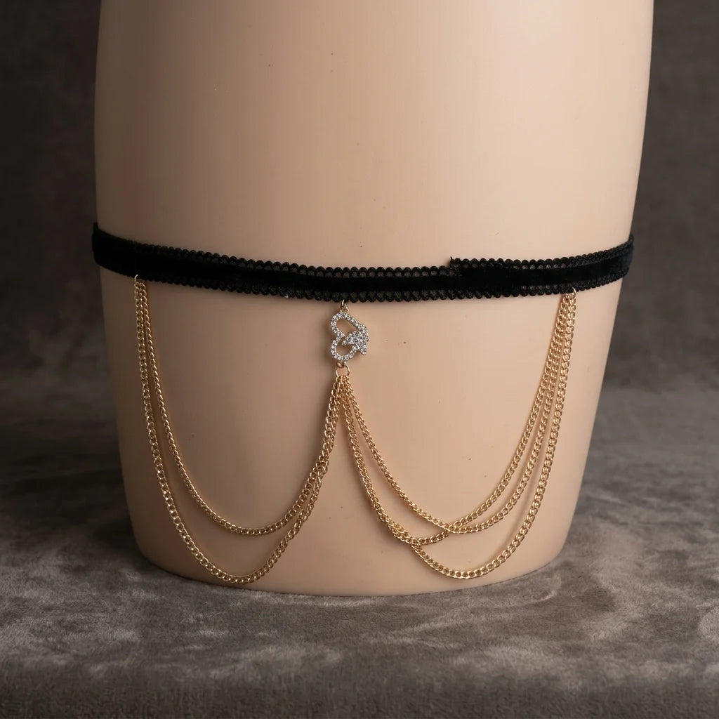 Velora Luxe Thigh Chain | Gold Leg Chain for Women | Fashion Body Jewellery