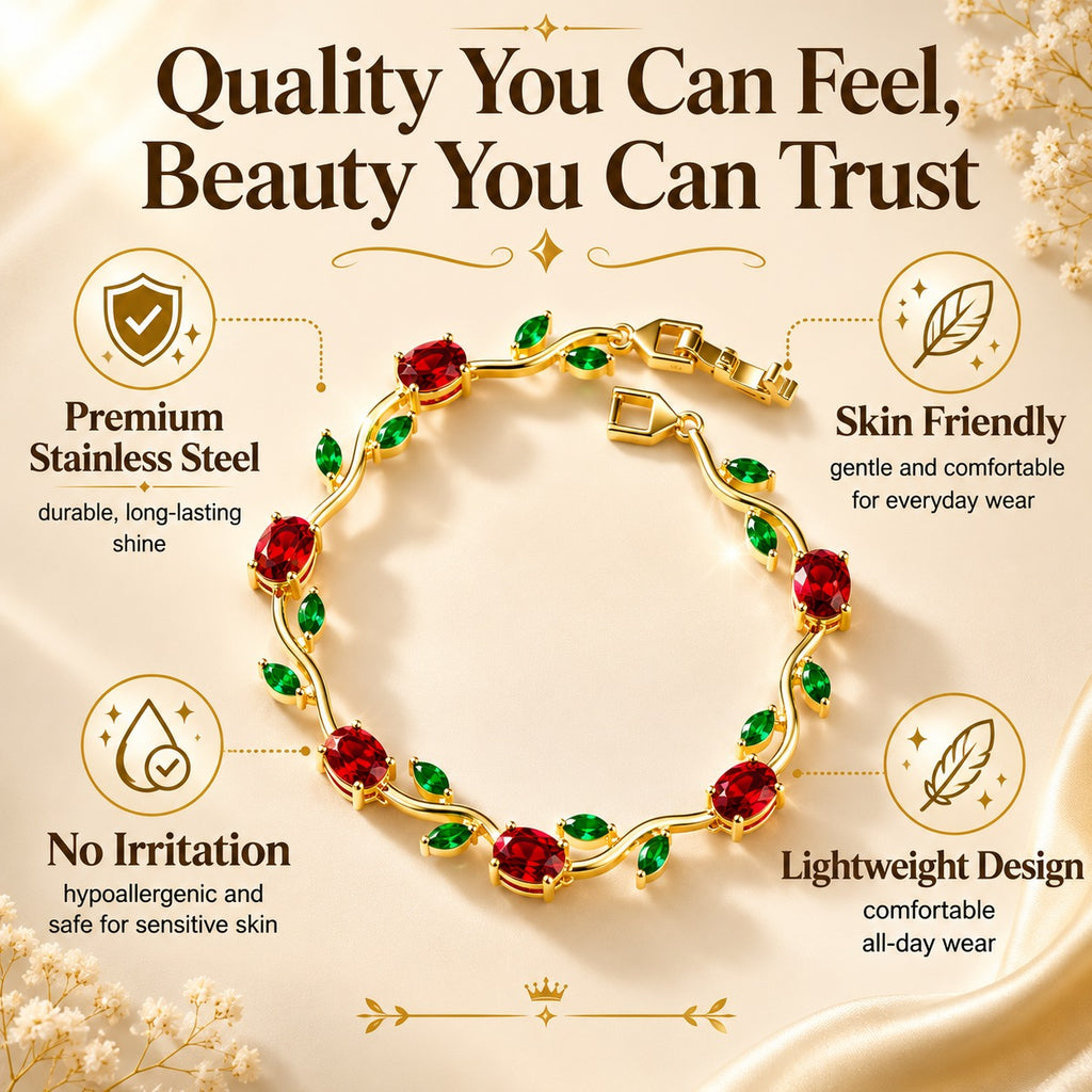 Red Green Stone Bracelet | Ruby Emerald CZ Tennis Bracelet for Women